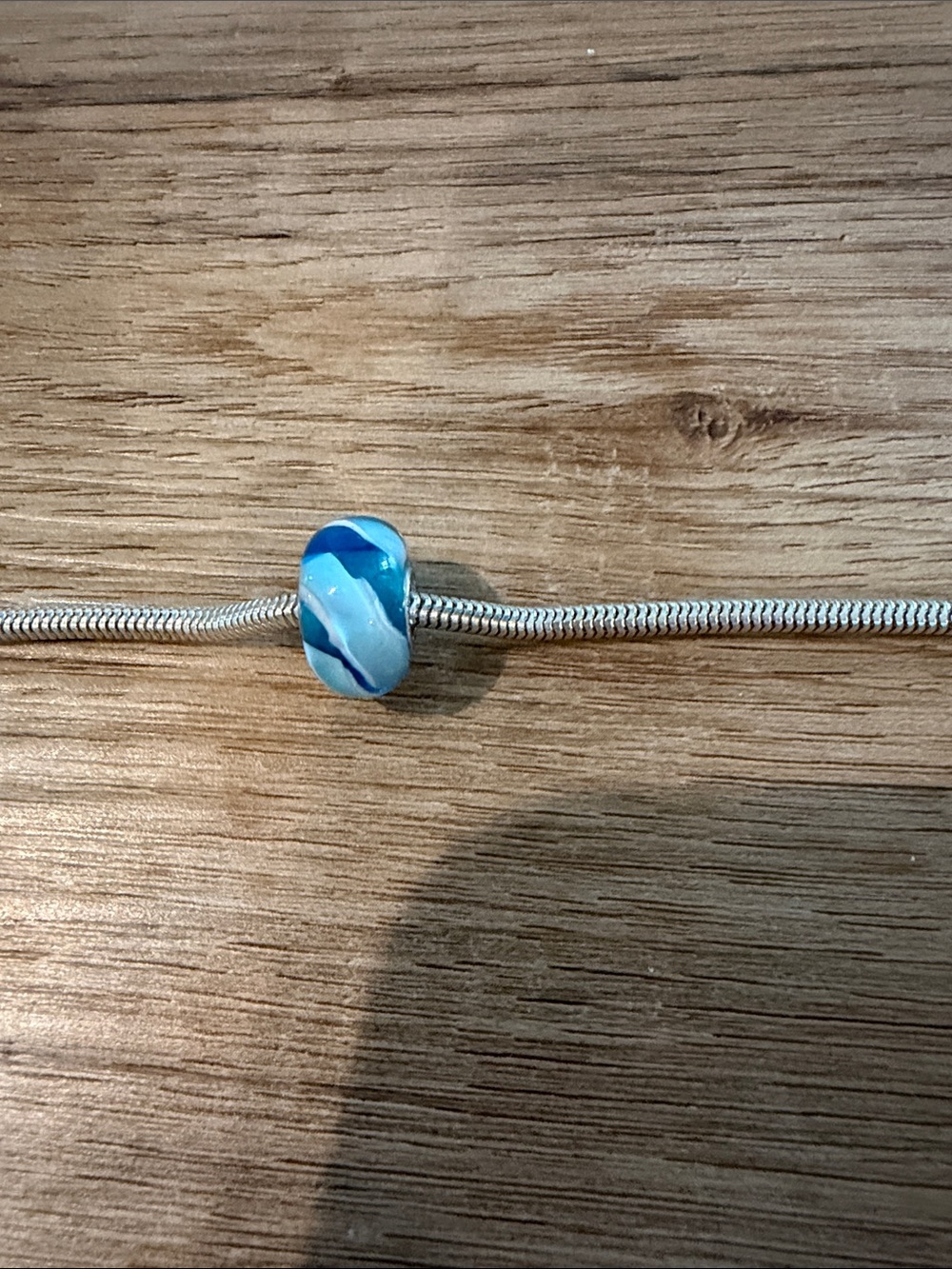 Blue Swirl Glass Charm Bead
